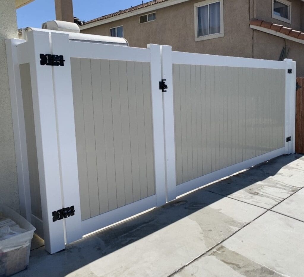White vinyl RV gate