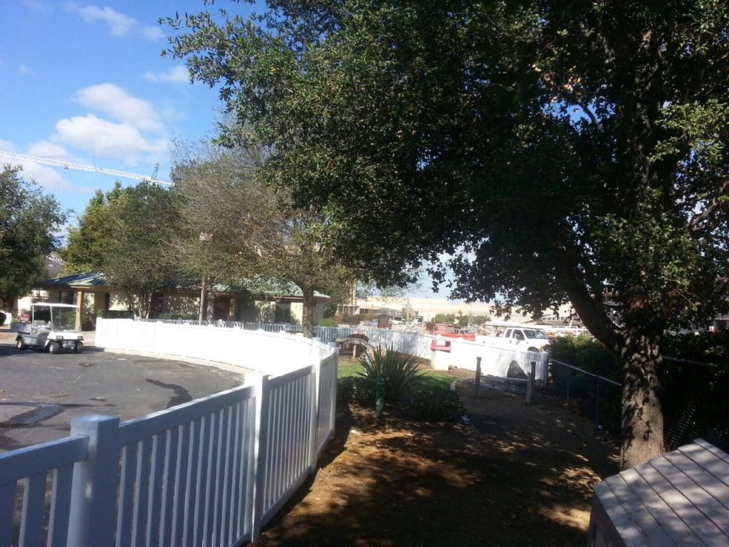 Vinyl fence — clean white finish