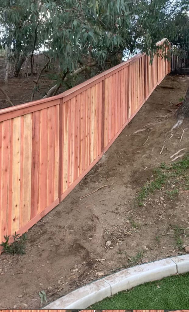 Wood fence with bias cut